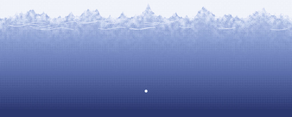 Choppy blue ocean surface fading into calm deep water with a single point of light